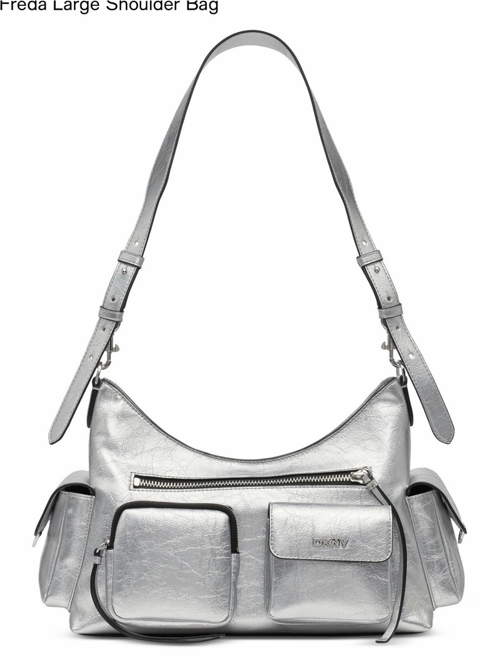 DKNY Metallic Silver Freda Shoulder Bag